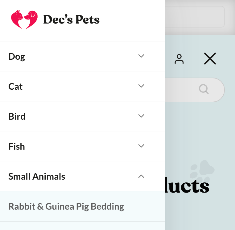 Dec&rsquo;s Pets Nav Menu