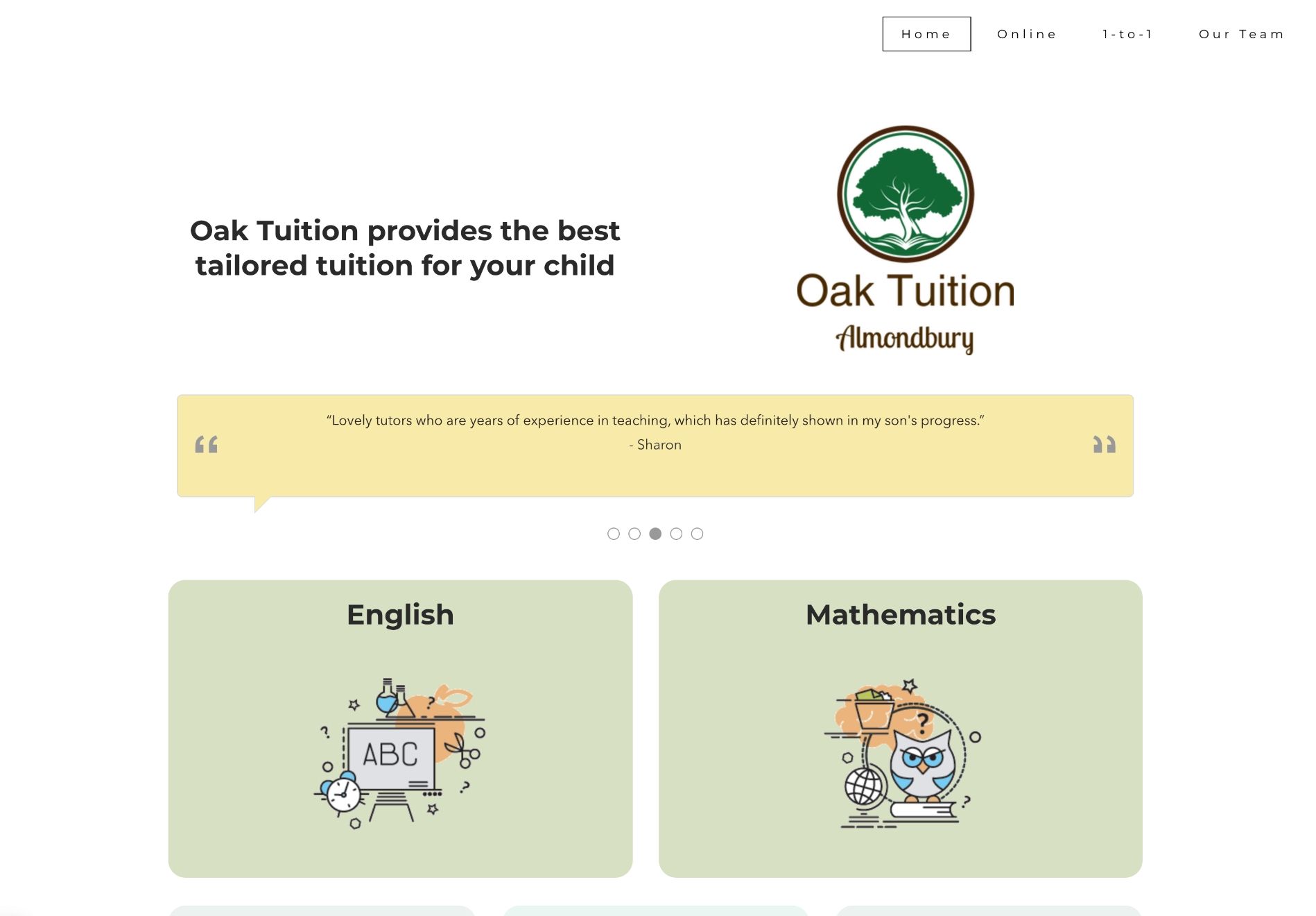 Before & after picture of Oak Tuition Website