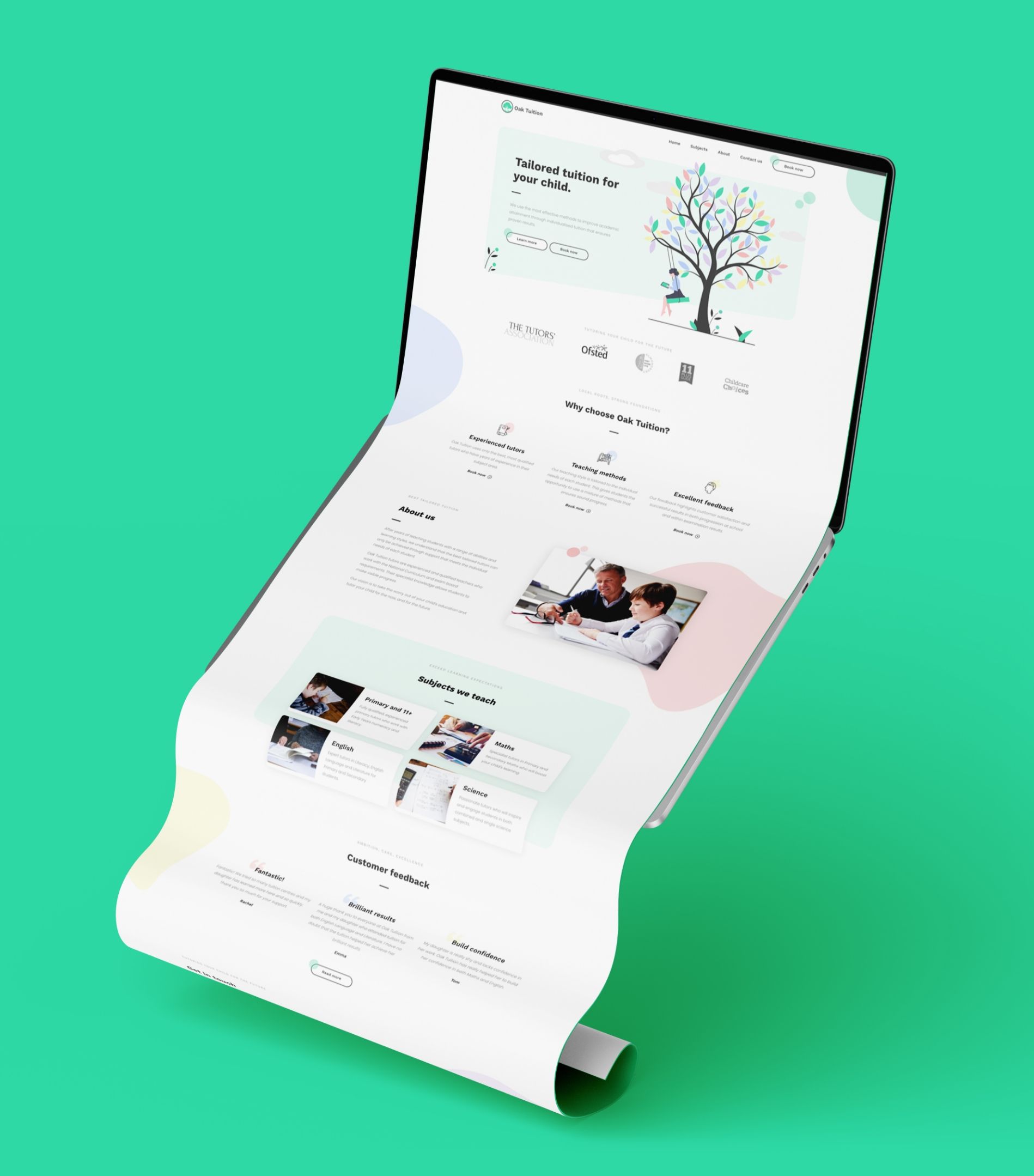 ainsley.dev Oak Tuition Mockup